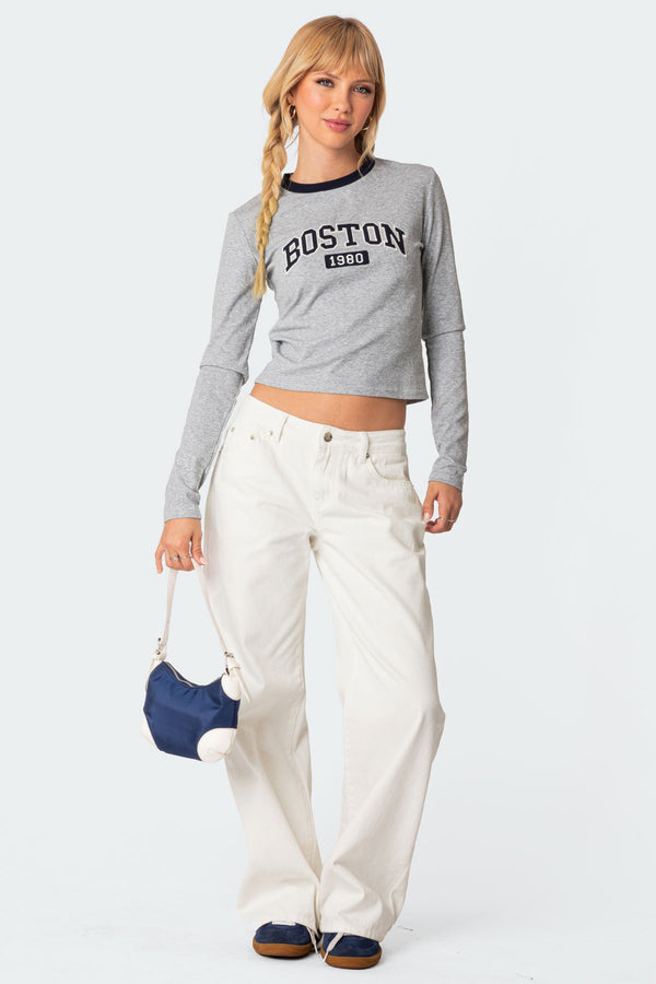 Edikted Boston Long Sleeve T Shirt Gray Melange