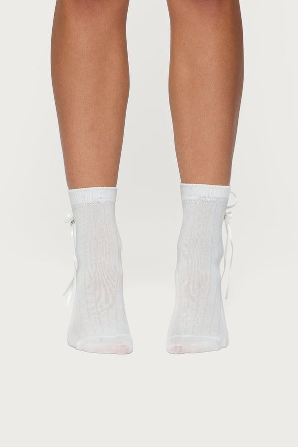 Edikted Bow & Heart Socks White