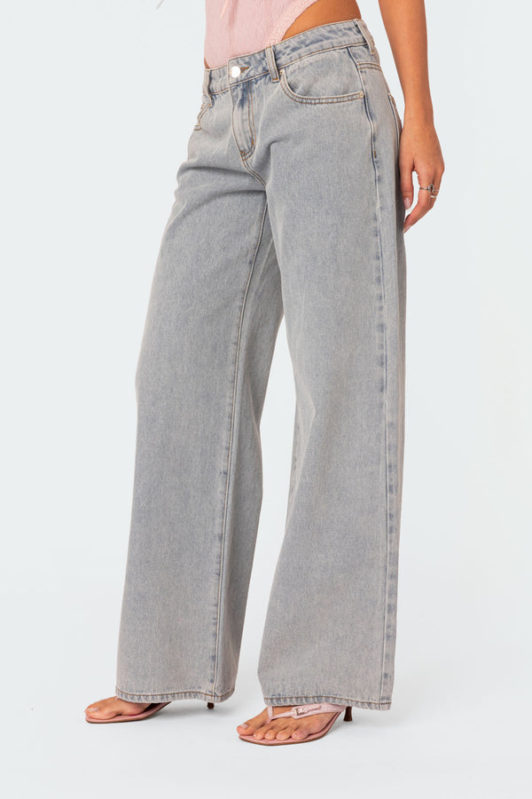 Edikted Bow Pocket Relaxed Jeans Light Blue