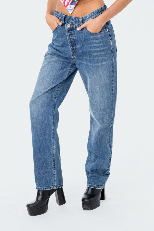 Edikted Boyfriend Jeans Blue
