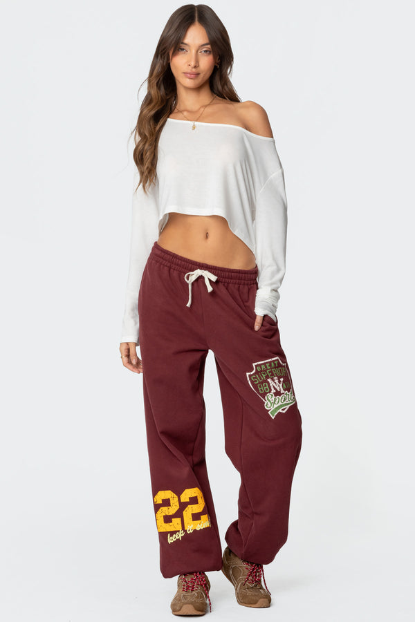 edikted Bramty Oversized Sweatpants burgundy