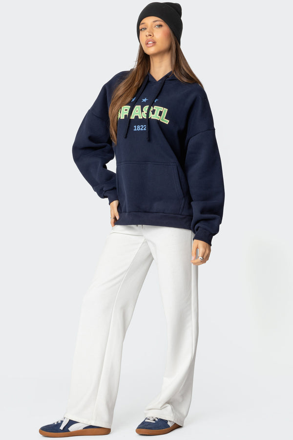 Edikted Brasil Oversized Hoodie Navy