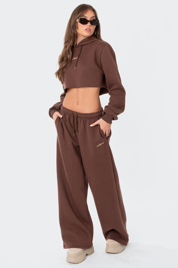 Edikted Brenna Low Rise Wide Sweatpants Brown