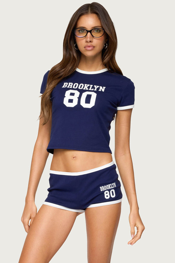 edikted Brooklyn Contrast T Shirt navy