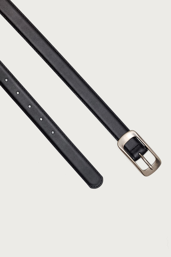 Edikted Buckle Babe Faux Leather Belt Black