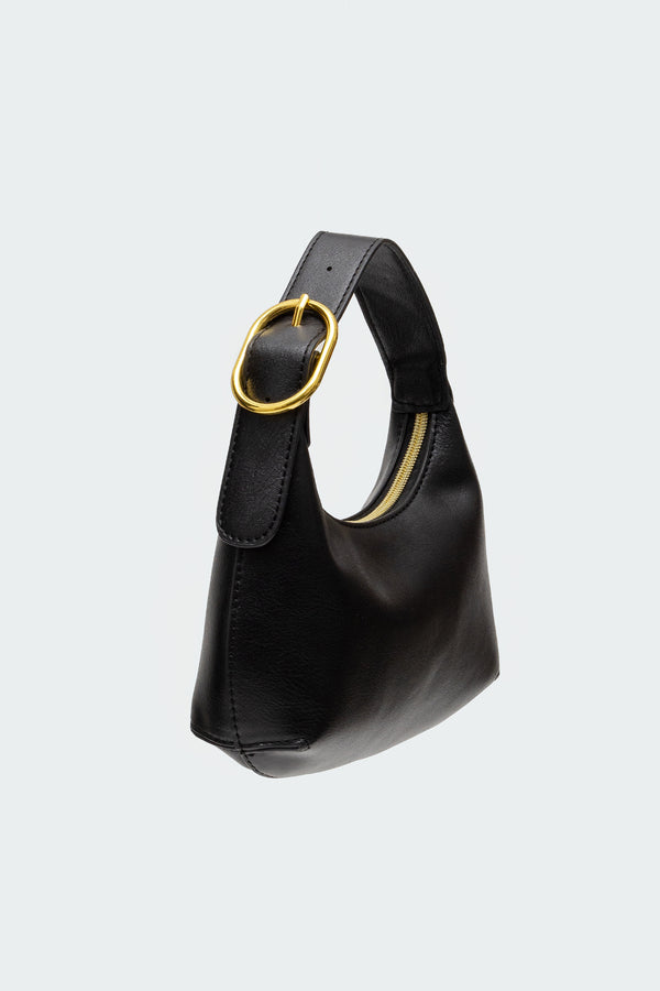 edikted Buckle Strap Faux Leather Bag black