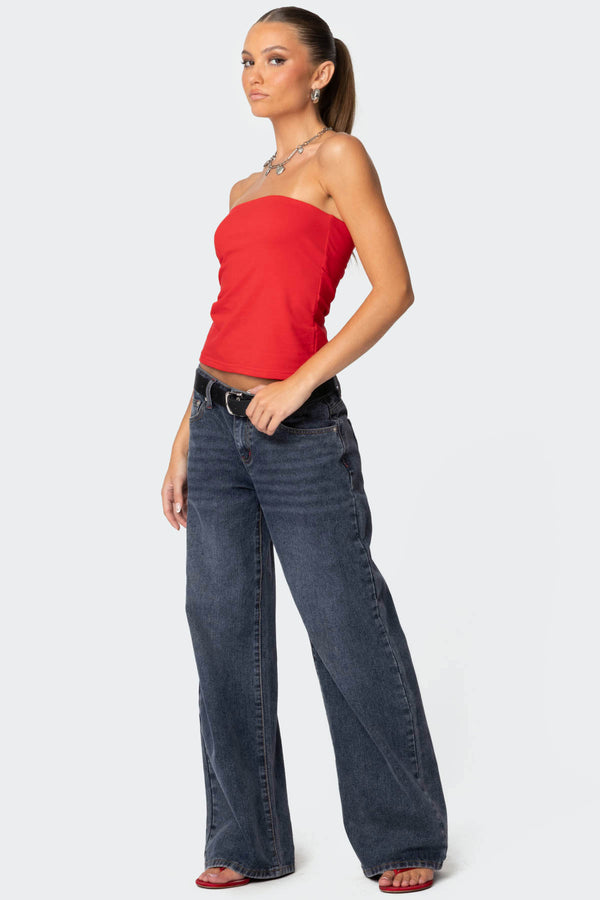 Edikted Built In Bra Tube Top Red
