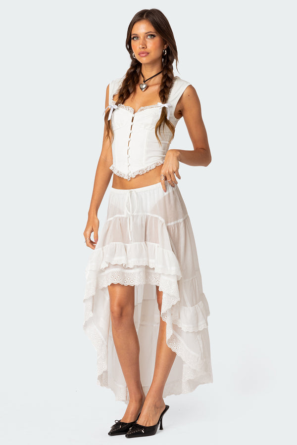 Edikted Button Front Lacey Corset White