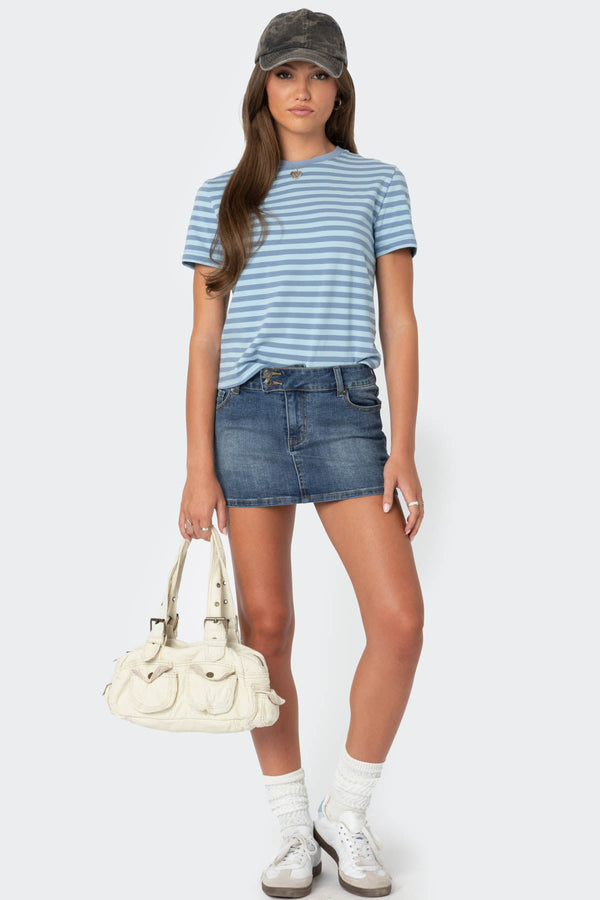 Edikted Callahan Striped T Shirt Blue