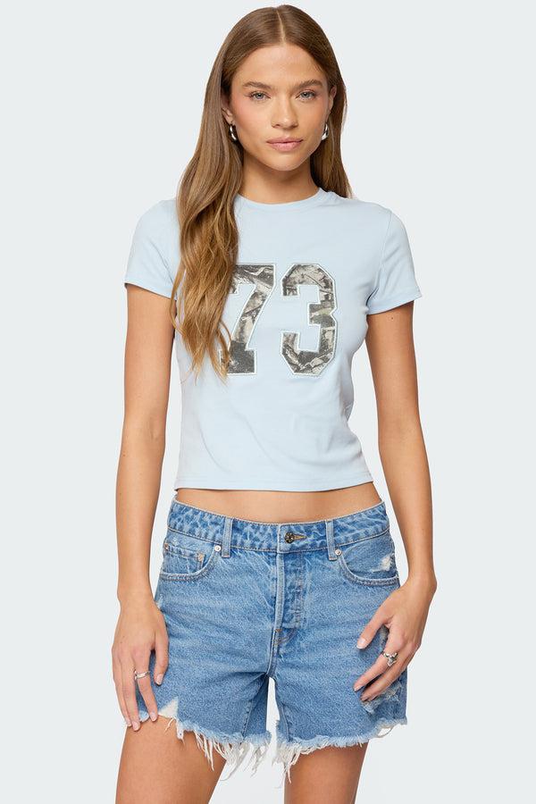 edikted Camo 73 T Shirt light blue