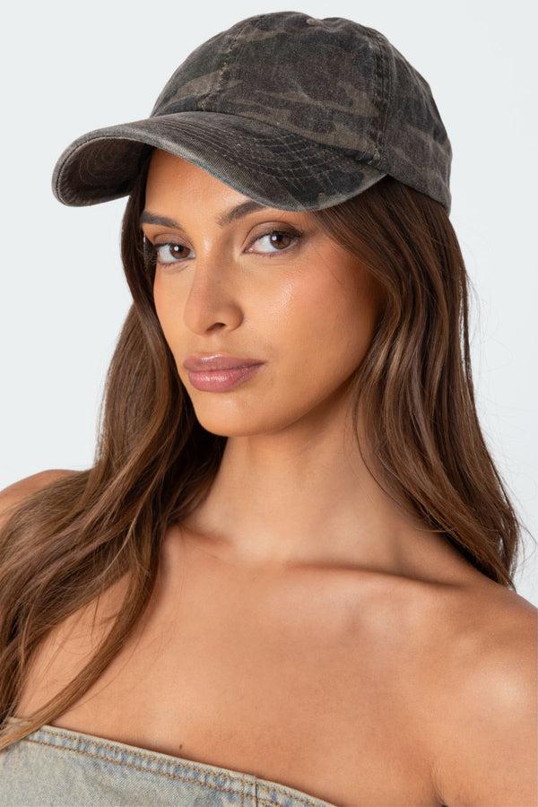 edikted Camo Baseball Cap olive