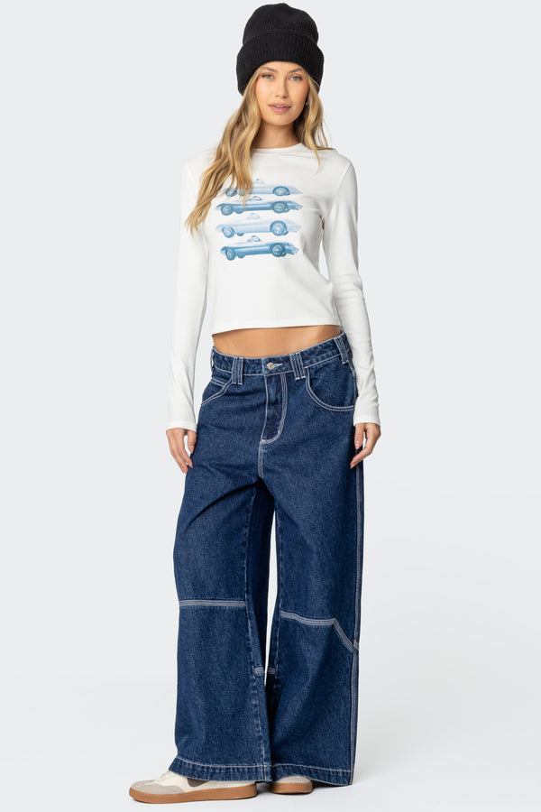 Edikted Car Club Long Sleeve T Shirt White