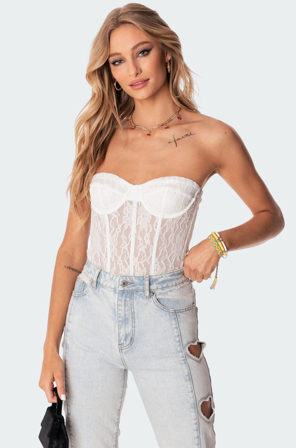 edikted Cartia Lace Corset white