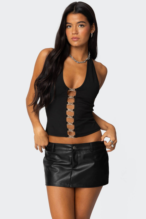 edikted Chain Reaction Cut Out Top black