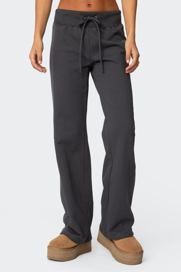 Edikted Chandler Waffle Sweatpants Gray