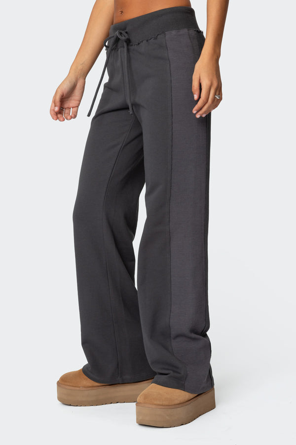Edikted Chandler Waffle Sweatpants Gray