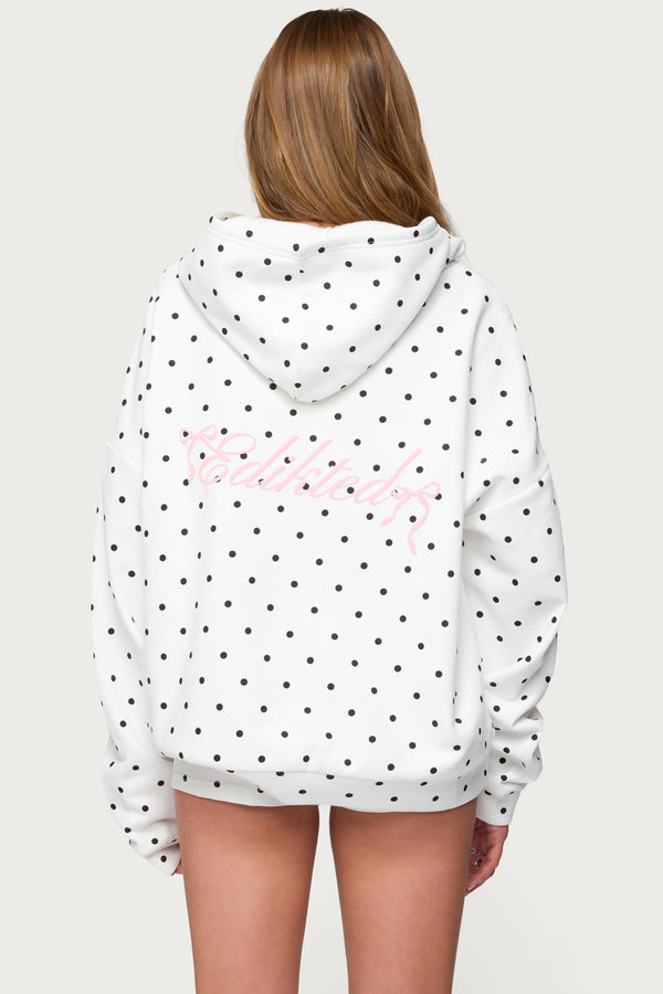 edikted Chelsie Polka Dot Hoodie white