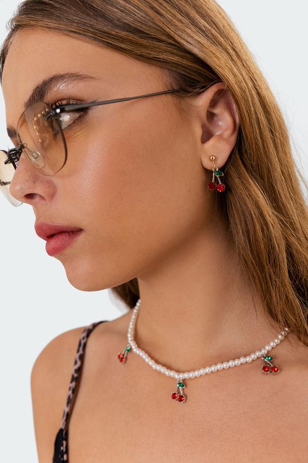 Edikted Cherry Drop Earrings Gold