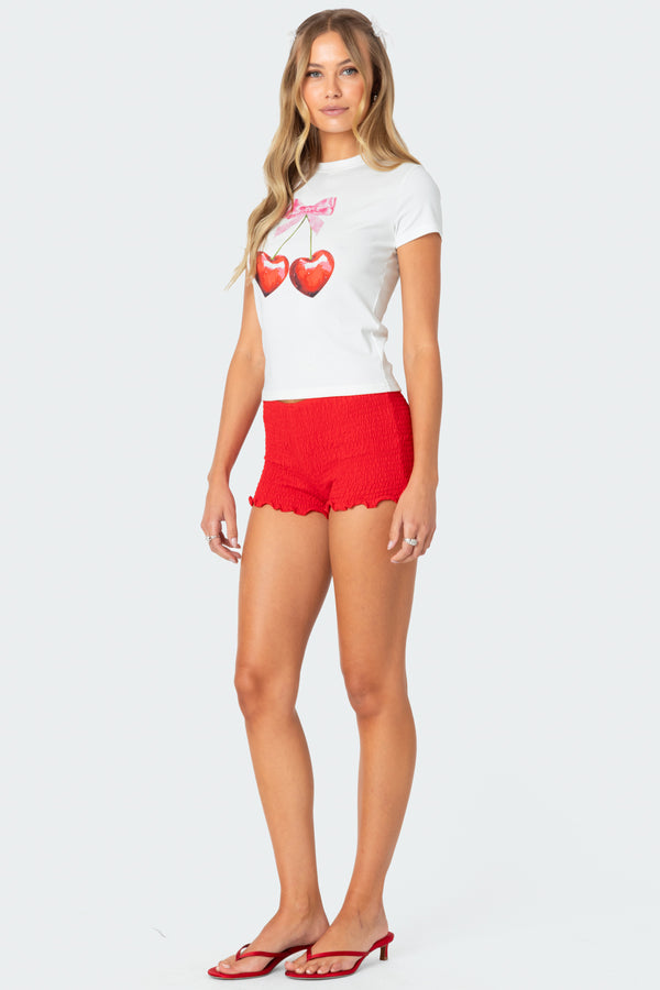 Edikted Cherry Heart T Shirt White