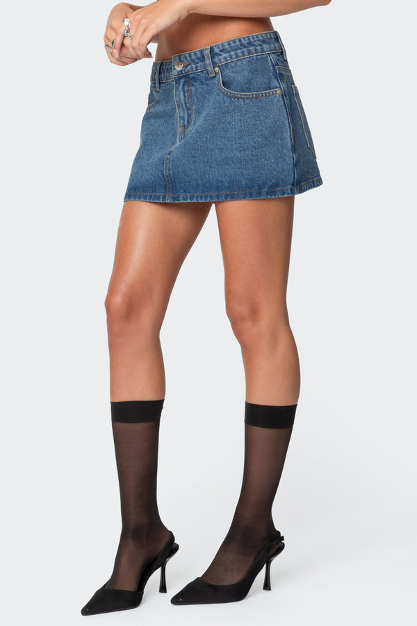 Edikted Chiara Denim Micro Skirt Blue