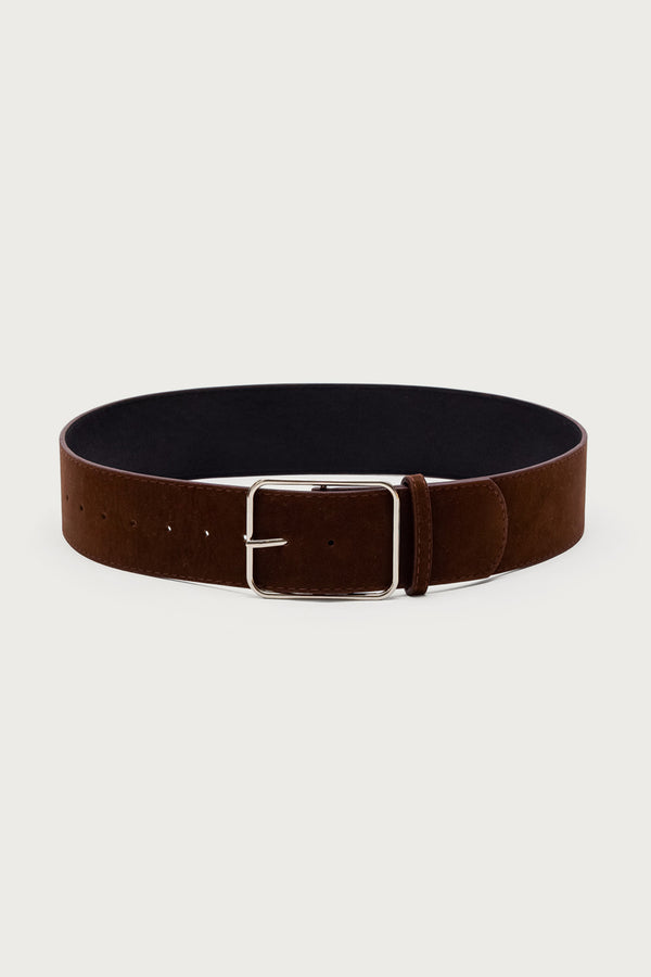 Edikted Chunky Faux Leather Belt Brown