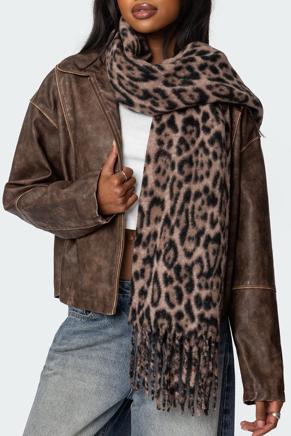 edikted Chunky Leopard Scarf mix