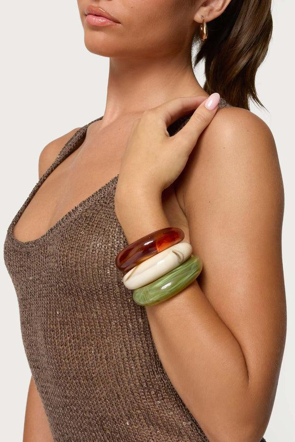 edikted Chunky Statement Cuff Bracelet Pack mix