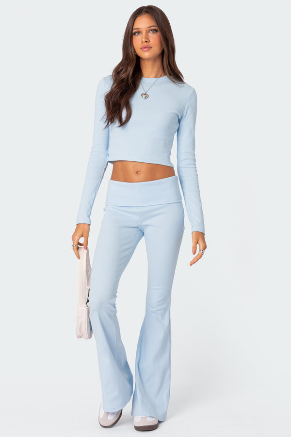 Edikted Coffee Break Ribbed Top Light Blue