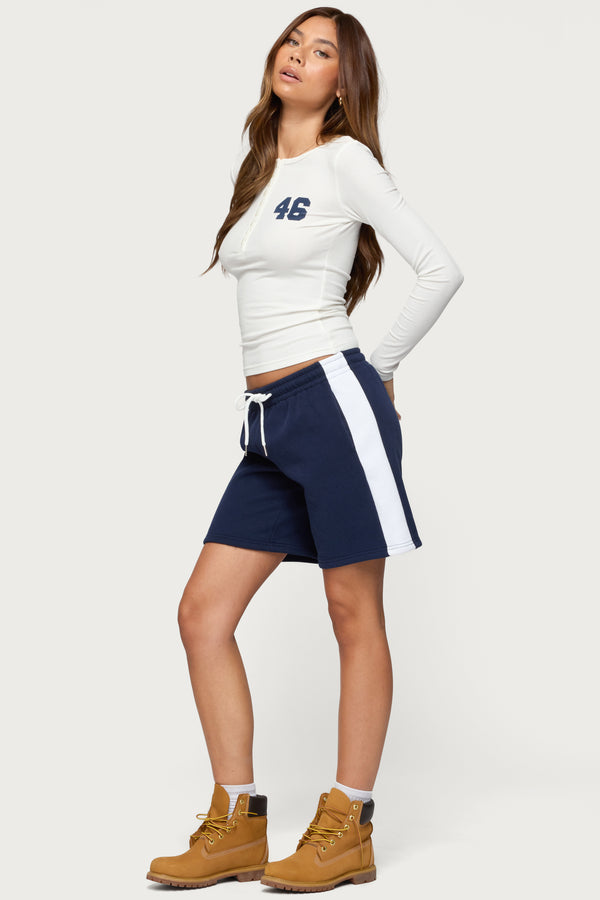Edikted Contrast Nylon Bermuda Shorts Navy