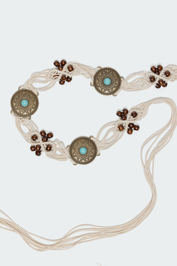 Edikted Cowgirl Western Belt Beige