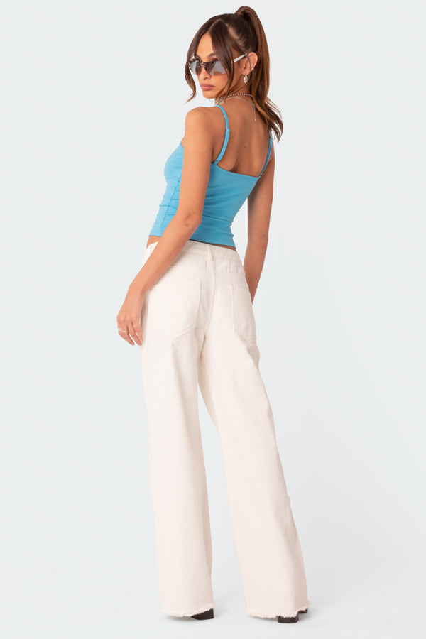Edikted Dahlia Low Rise Straight Leg Jeans White
