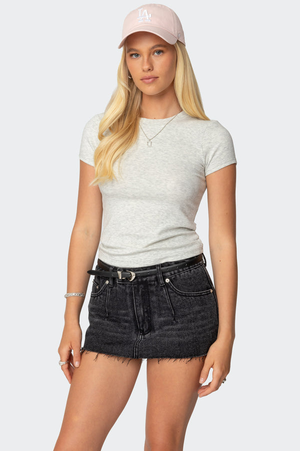 edikted Daphney Ribbed T Shirt light gray