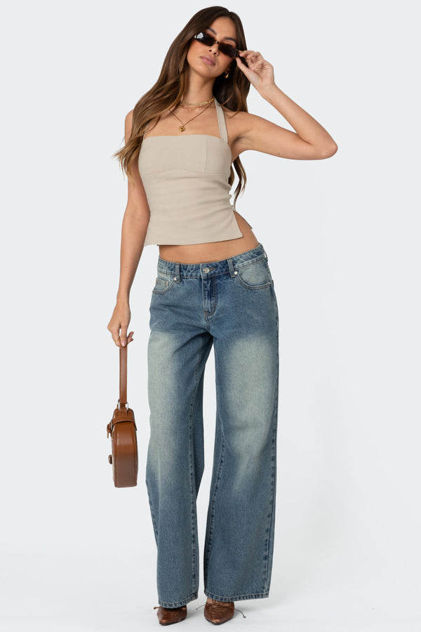 Edikted Dara Halter Top Beige