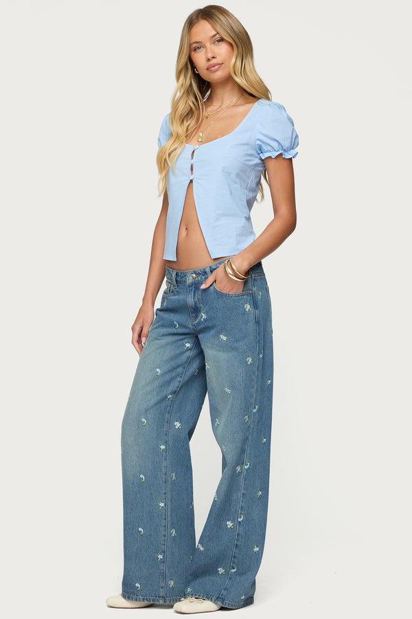Edikted Dorothea Split Front Top Blue