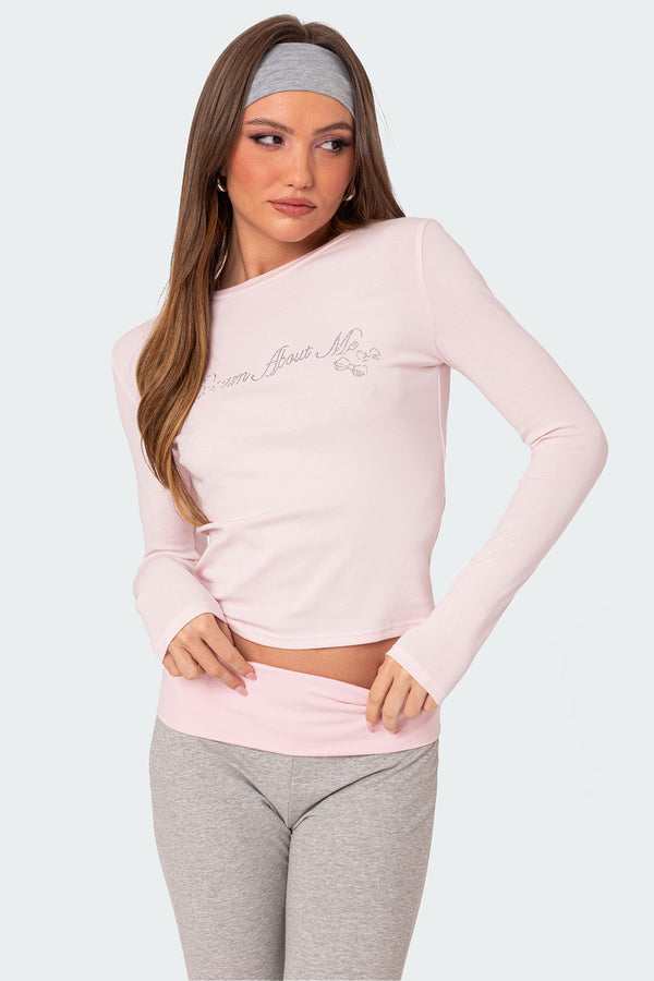 edikted Dream About Me Rhinestone Top light pink