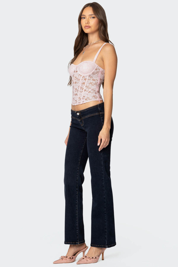 Edikted Drew Sheer Lace Cupped Corset Light Pink