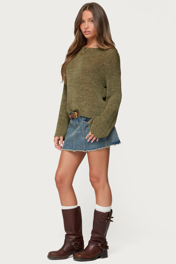 Edikted Drop Shoulder Light Knit Sweater Olive