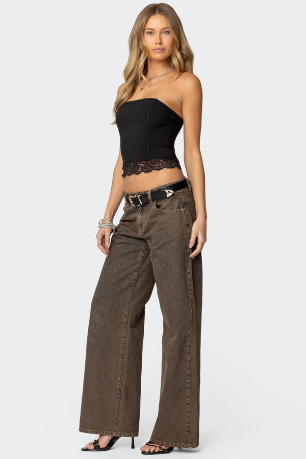 Edikted Elaina Lacey Strapless Corset Black