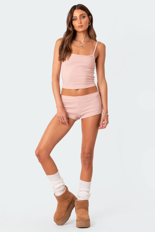 Edikted Ella Waffle Tank Top Light Pink
