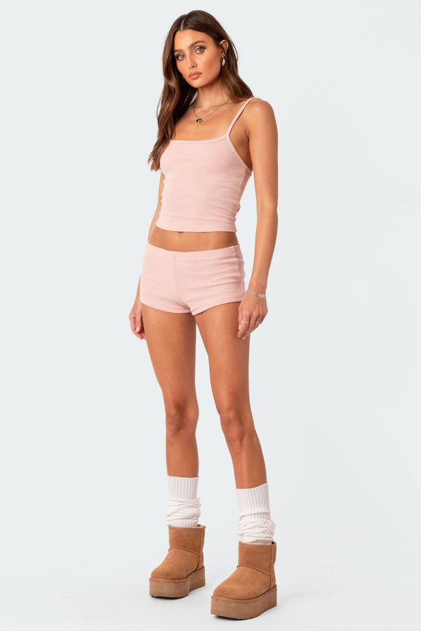 Edikted Ella Waffle Tank Top Light Pink