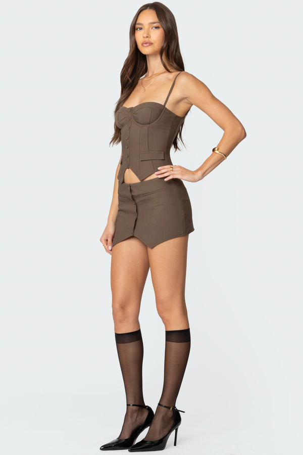 Edikted Ellis Buttoned Up Corset Brown