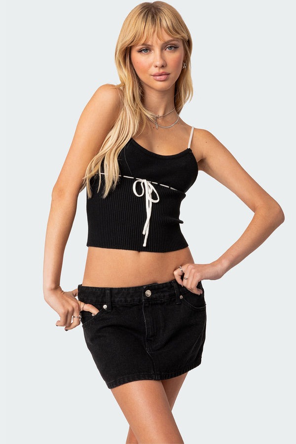 edikted Emily Knit Tank Top black