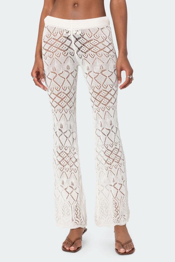 Edikted Fable Crochet Pants Cream