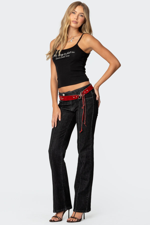 Edikted Fall In Love Rhinestone Tank Top Black