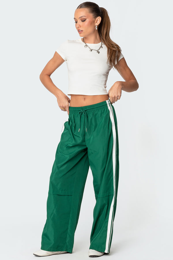 edikted Fauna Nylon Track Pants green