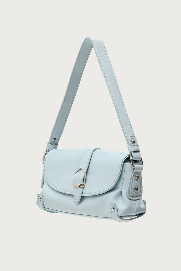 Edikted Flirty Faux Leather Shoulder Bag Blue