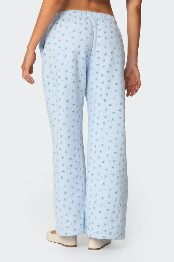 Edikted Flower Power Sweatpants Light Blue