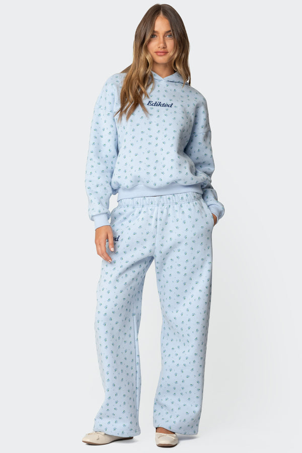 edikted Flower Power Sweatpants light blue