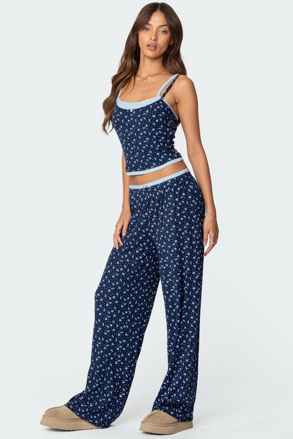 edikted Flowerbed Layered Pants blue