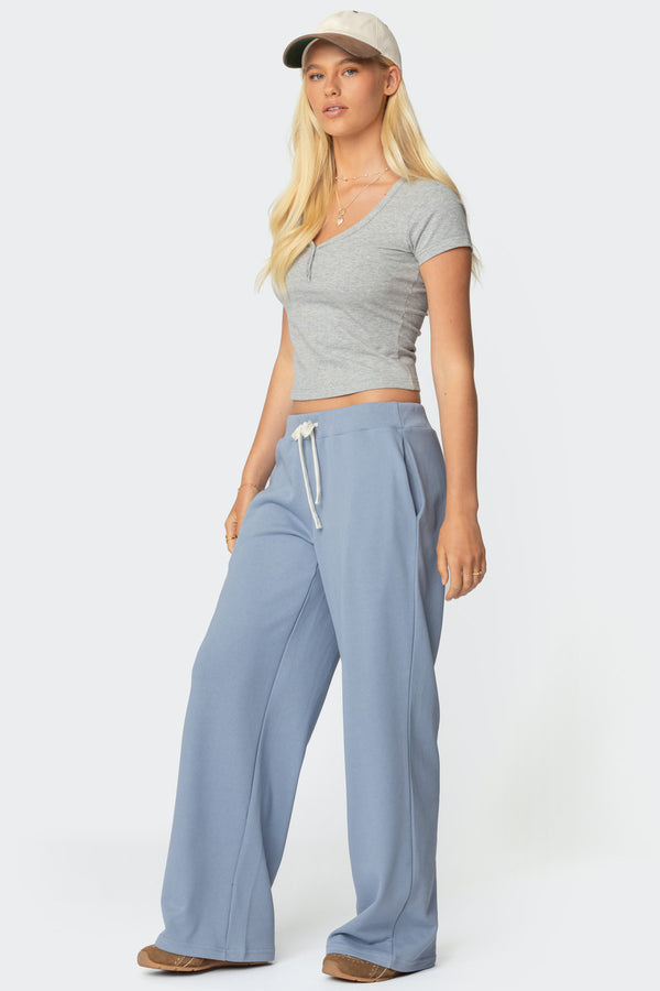 Edikted French Terry Straight Leg Sweatpants Blue